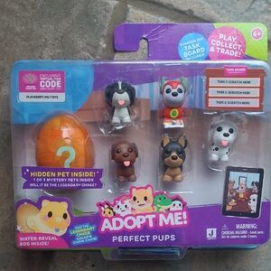 New in box! Adopt Me Perfect Pups Mini Figure Toy Set with mystery pet in Egg